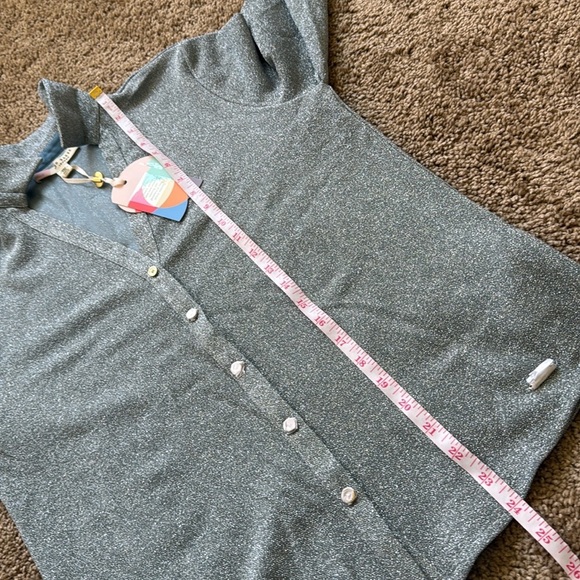 NWT Ted Baker Castelo Lurex Woven Metallic Shimmer Light Blue Button Down Shirt - Picture 9 of 9